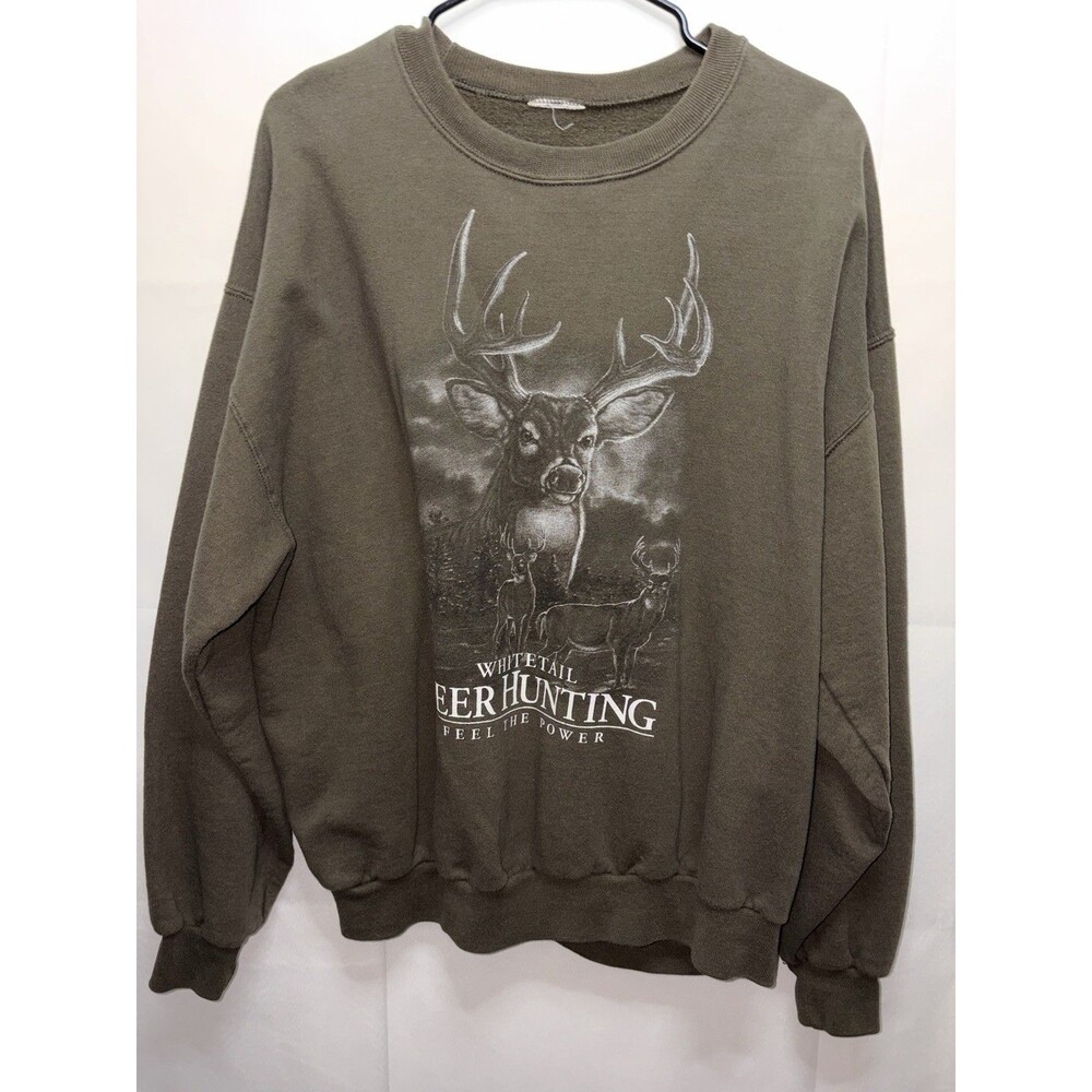 Vtg Whitetail Deer Hunting Nature Wildlife Wilderness 90s Crewneck Sweatshirt M